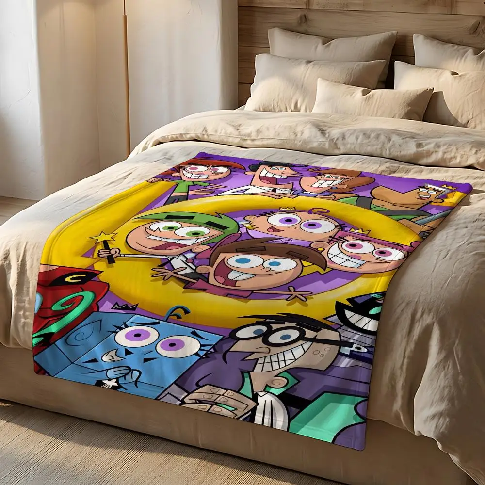 Animated Series The Fairly OddParents Throw Short Plush Throw Blanket Soft Skin-Friendly Multi-Scene Home Office