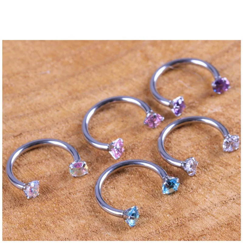 Stainless Steel Cz Horseshoe Piercing Earring Nose Septum Hoops Labret Ring Women Men Helix Tragus Jewelry Daith Earrings Nipple