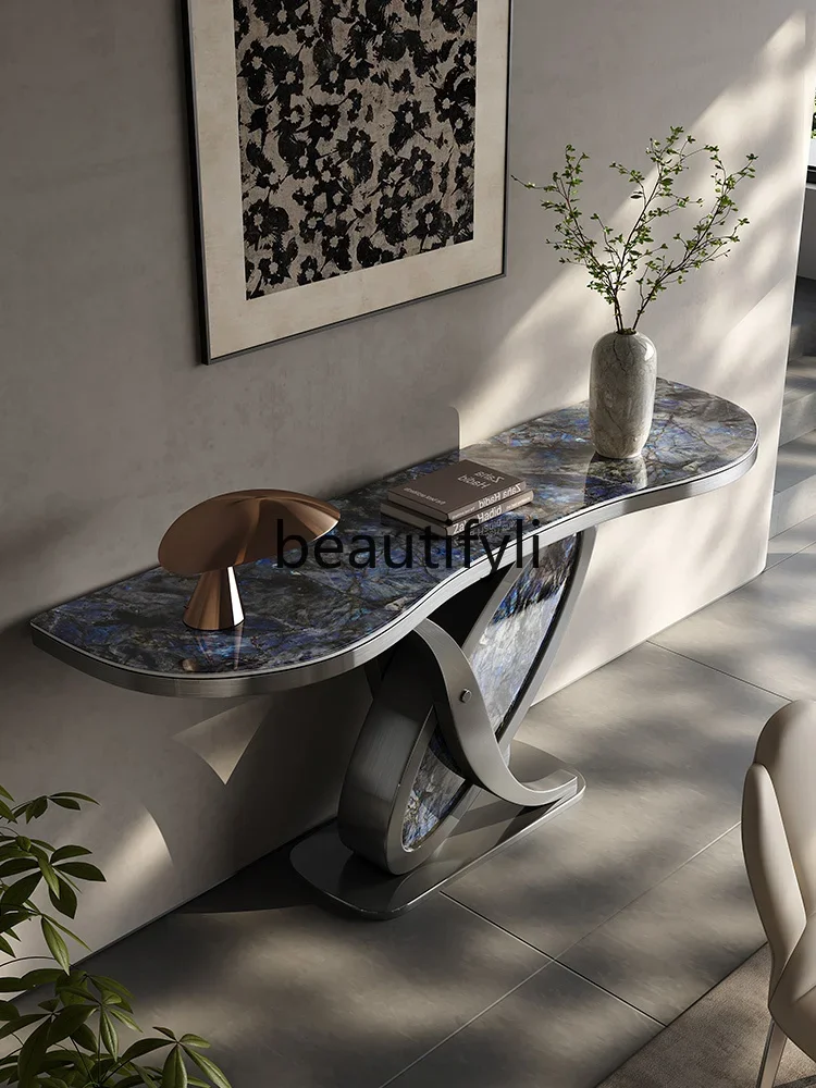 Light luxury rock slab entrance table designer simple modern case