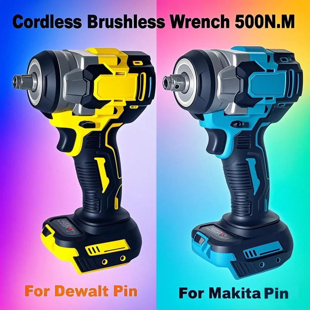 

500N.M Brushless Electric Impact Wrench for Makita 18V Battery Cordless Electric Wrench 1/2" Screwdriver Power Tools(No Battery)