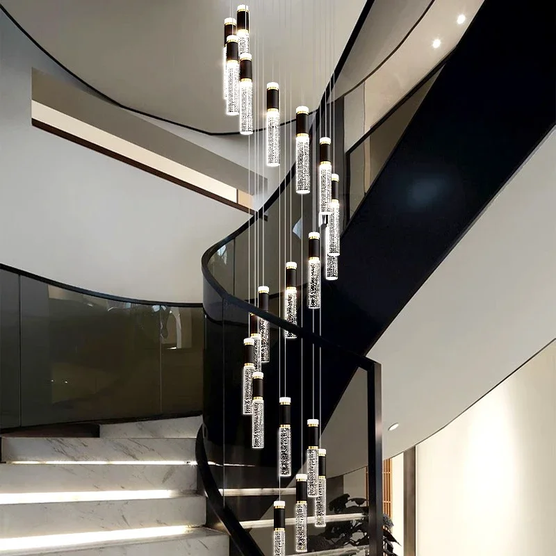 Escalier nordique LED lustre pour salon hôtel Villa pendentif lumières décor de luxe éclairage intérieur luminaire suspendu