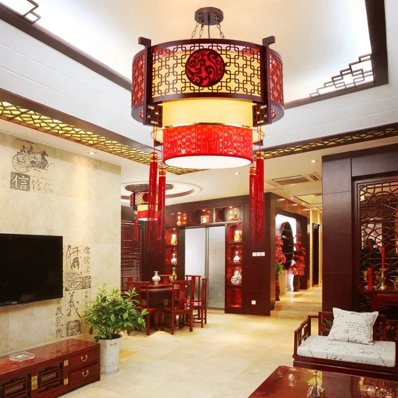 

Chinese Chandelier Ceiling Antique Wooden Lamps Sheepskin Chandeliers Living Room Chandelier Teahouse Restaurant Lamp