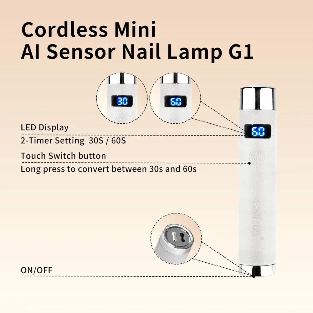 Mini lampe sèche-ongles UV LED, capteur Ai, Rechargeable, sans fil, pour bureau et séchage portatif, outils de Salon de manucure