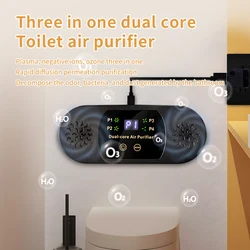 Wall-Mounted Bathroom Air Purifier | Dual-Core Ionic Deodorizer | USB Plug & Play | No Filter | 4-Speed Touch Control