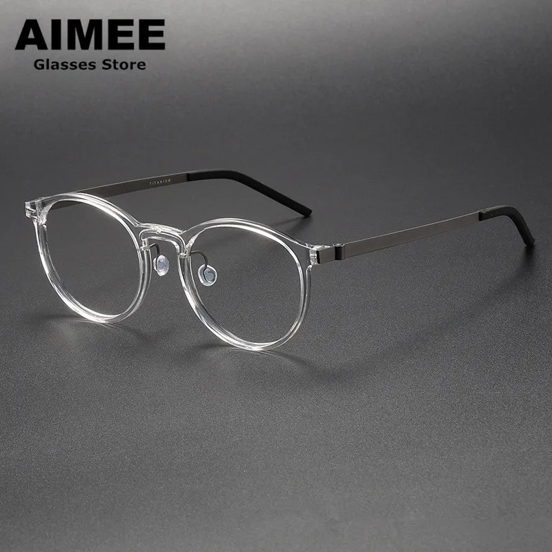 الدنمارك العلامة التجارية الرجعية الجولة التيتانيوم خلات النظارات الإطار للرجال والنساء ، خفيفة وصفة النظارات ، نظارات الضوء الأزرق البصرية #6