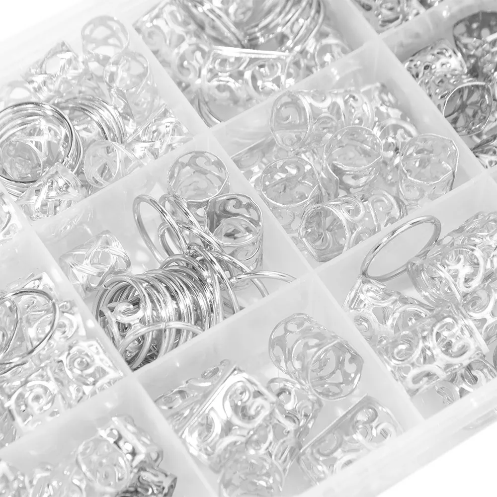 217 Stück Dread Locks Hohle Haarringe Metall-Manschetten-Clips Gold und Silber Dreadlocks Perlen Haarflechtzubehör Multi-Style – Detail 4