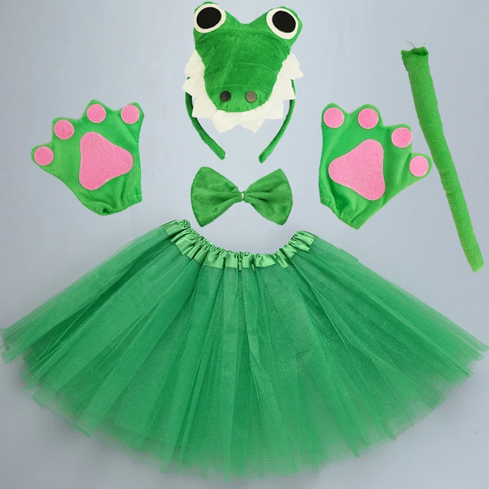 Kids Children Girl Animal Dinosaur Tortoise   Headband Bow Tail Paws Tutu Skirt Set Party   Birthday Halloween Costume Cosplay