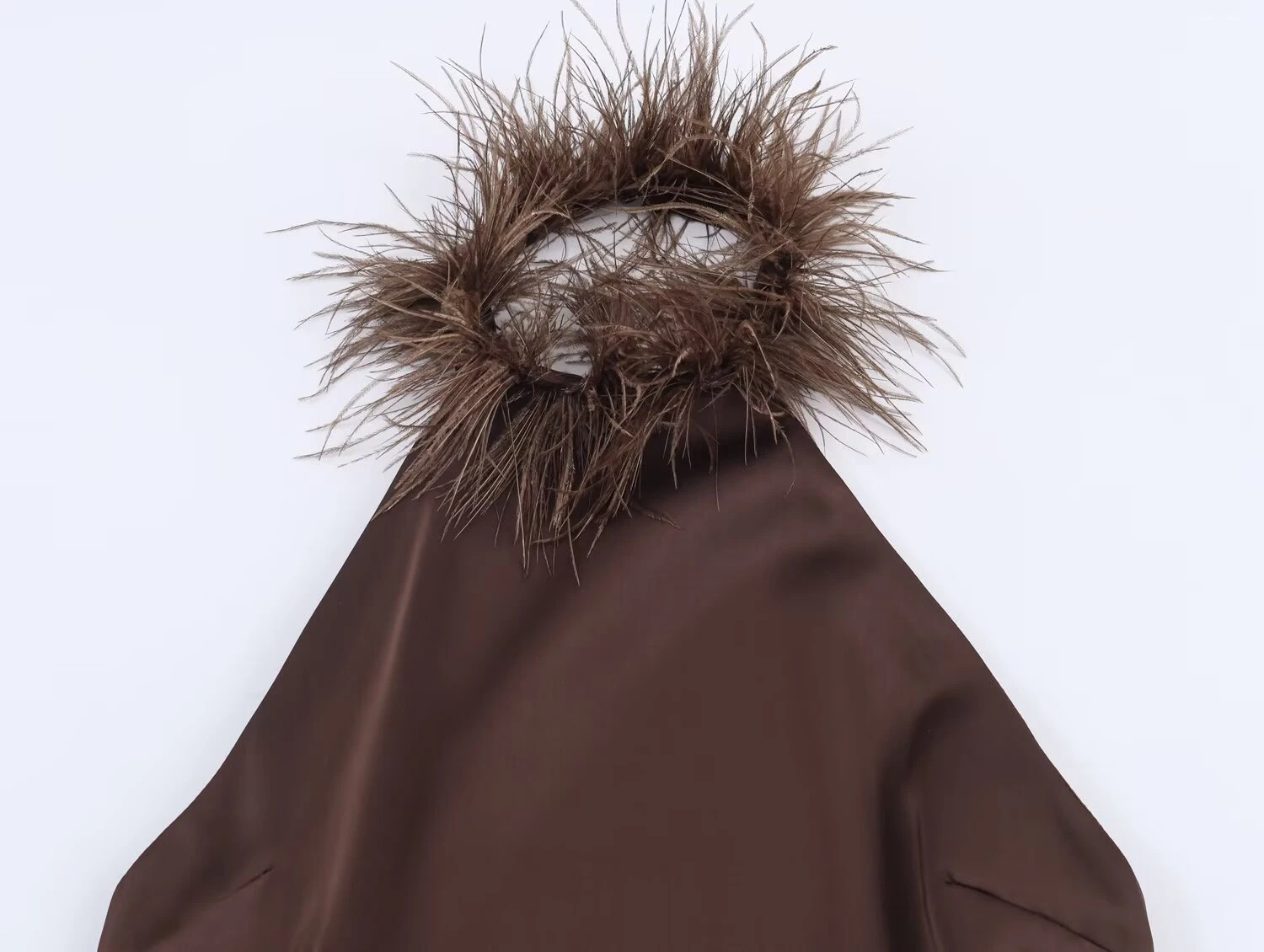 DEEABAE تصميم ملابس نسائية شتوية جديدة متعددة الاستخدامات معلقة على شكل ريشة وياقة عنق بدون أكمام فستان بدون ظهر #3