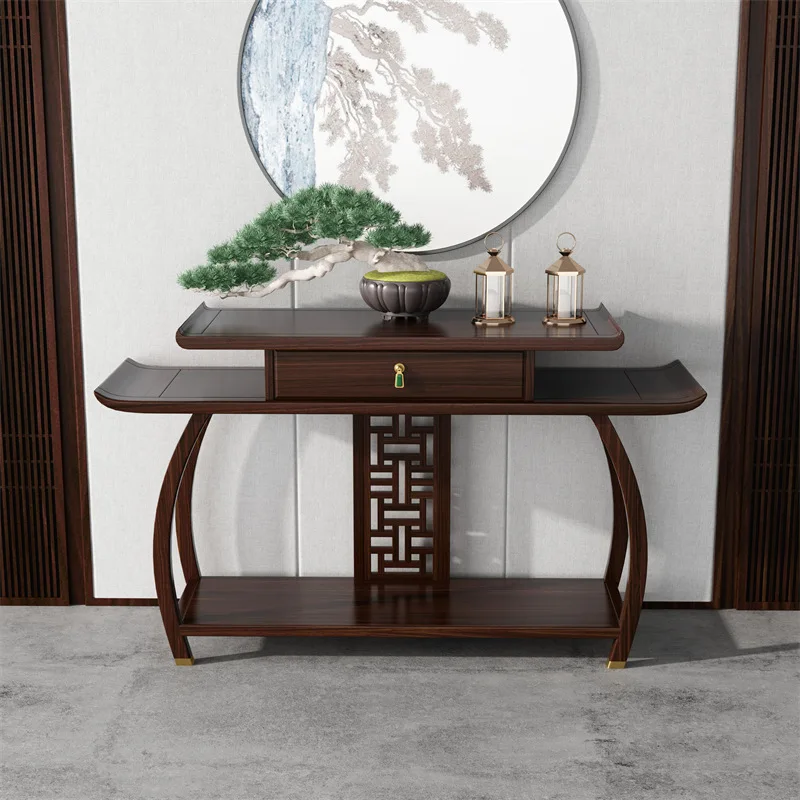 LH new Chinese entrance table solid wood strip case living room entrance door table against the wall entrance cabinet