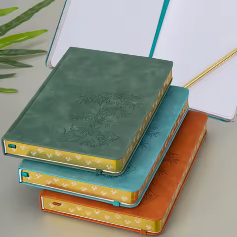 A5 Bamboo Dot Grid Journal - Chinese Style Gold Edge Notebook, Thick Paper for Planning &amp; Notes, Premium Hardback Design