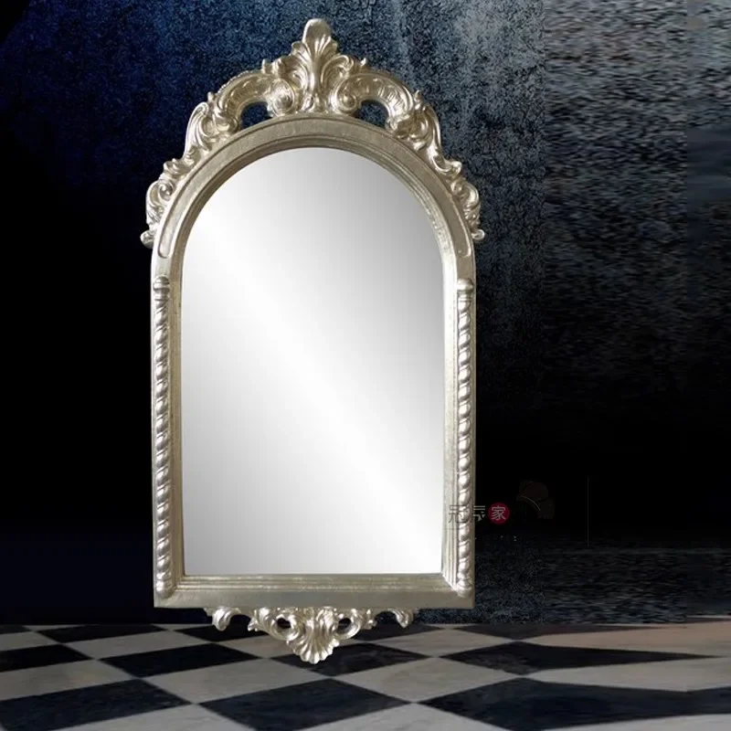 

Retro bathroom European carved mirror Home wall hanging arched French retro bathroom mirror