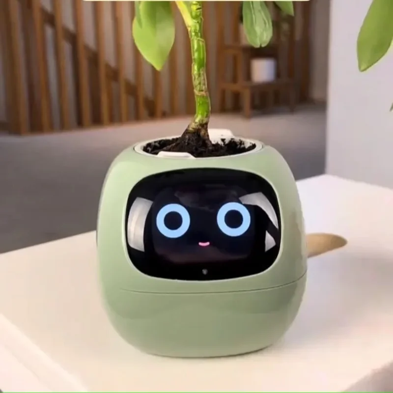 Emotional green plant cute pet robot intelligent flower potted plant table ornament