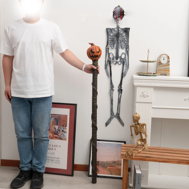 

1pc Halloween wand party decoration pumpkin head witch skull three assembly magic wand wizard magic wand wizard props.