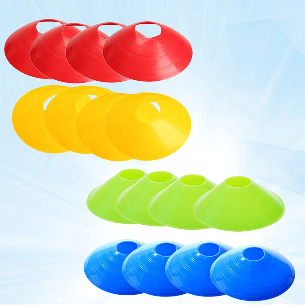 

16 Pcs Football Training Logo Disc Set Colored Flag Flat Cone Markers Soccer Field Sports Durable Versatile