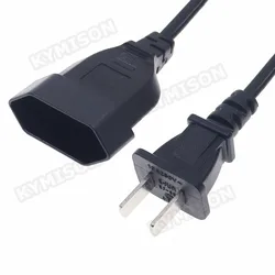 AC Power 2-Prong Male to European EU Female Extension Cord 1-15P to CEE7/16 Power Cable US Plug to Euro Receptacle AC short Cord