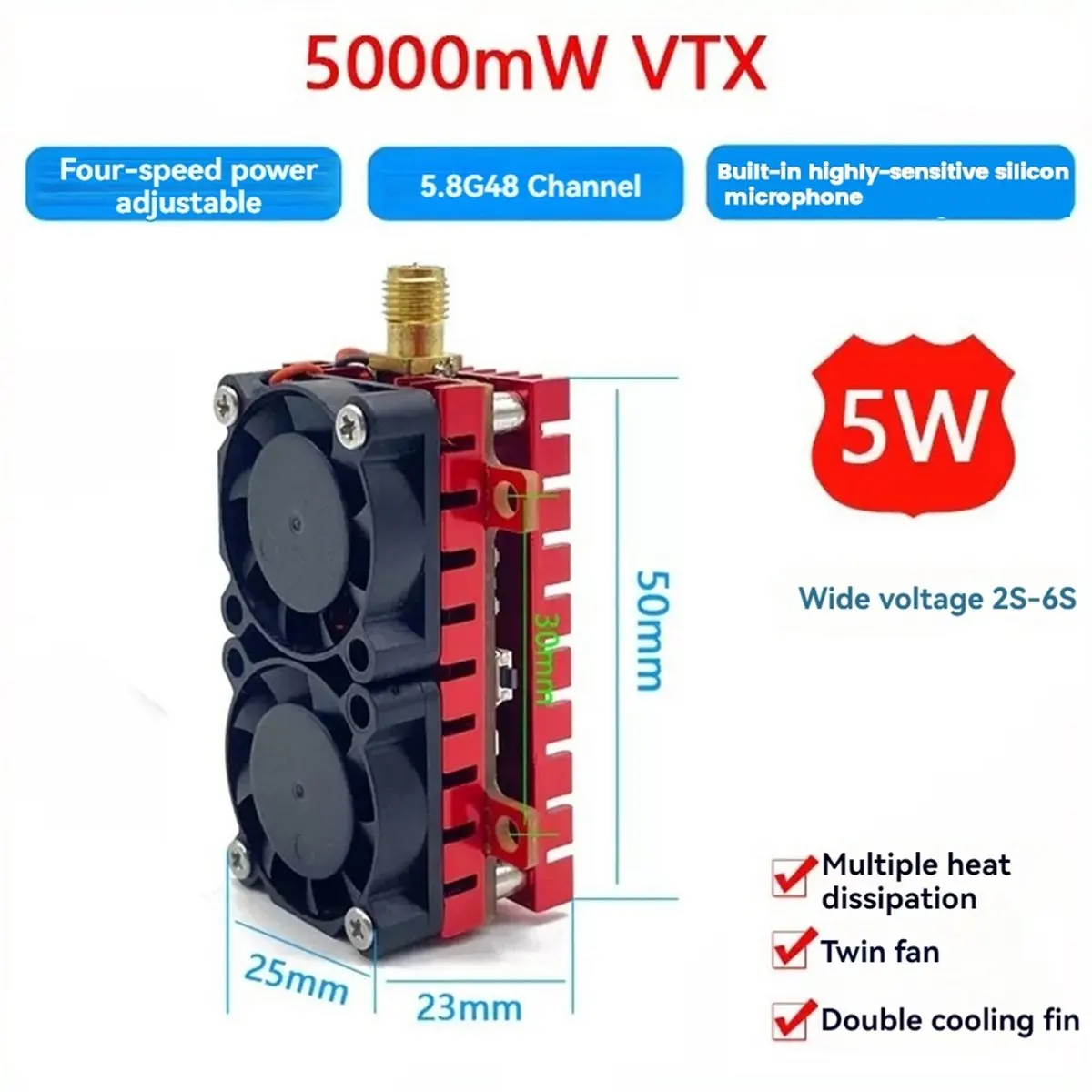 #14S Electronics Accessories,Long Range Analog Transmitter Module with 1500TVL Camera (Black & Red)