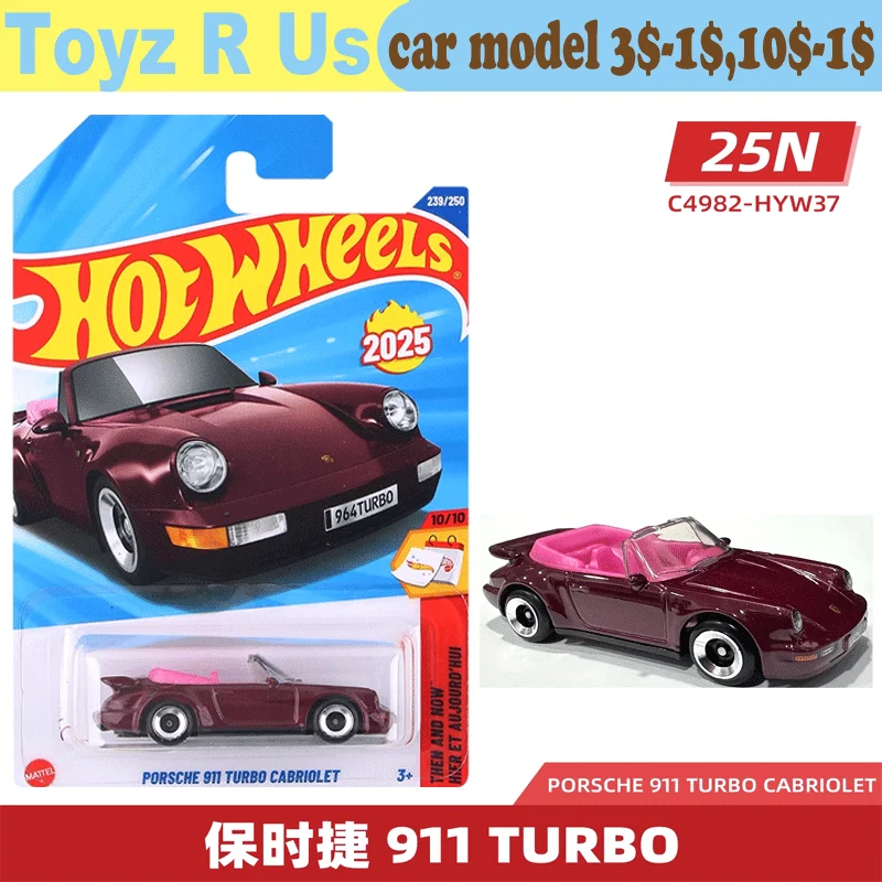 Coche Original Hot Wheels Porsche 911 Turbo Cabriolet 1/64, juguetes fundidos a presión para niños, vehículos, modelo de aleación GT3 RS, regalo de colección 2025N