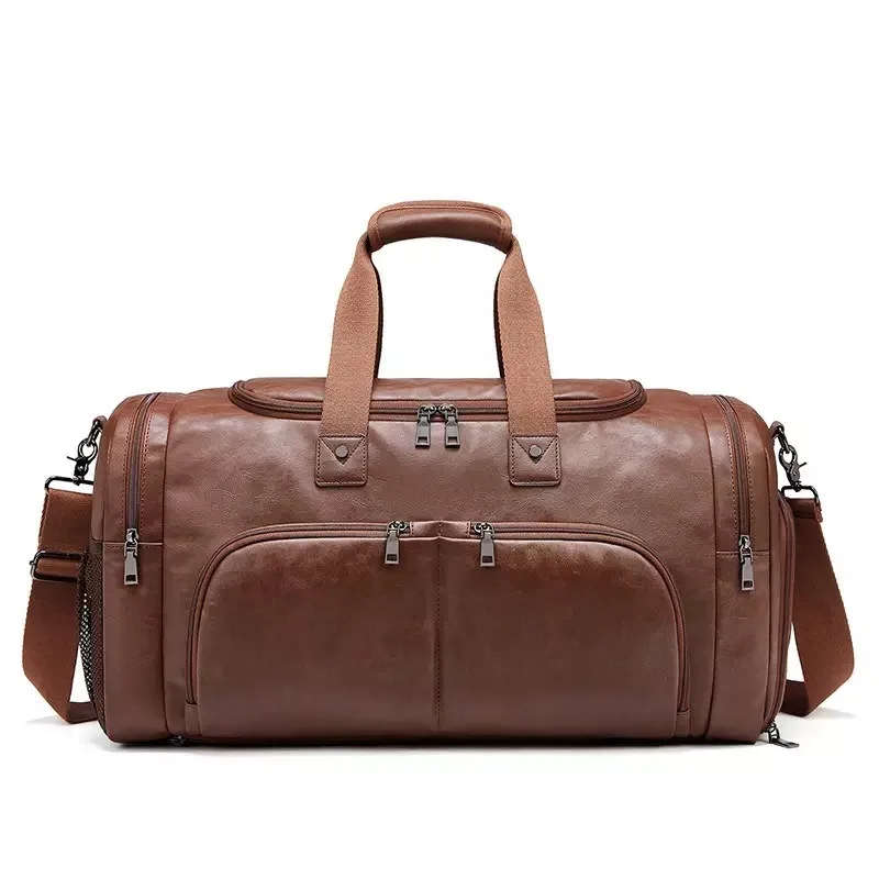 

Men Women Suitcase Suit Travel PU Leather Duffel Overnight Bags Convertible Garment Duffel Bag for Travel Carry on Garment Bags