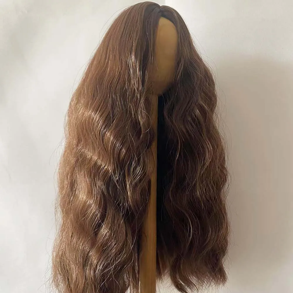 1/3 1/4 1/6 1/8  New Arrival Bjd SD Doll Wig High Temperature Wire Dark Coffee Long Beautiful Wavy For BJD Hair Wig