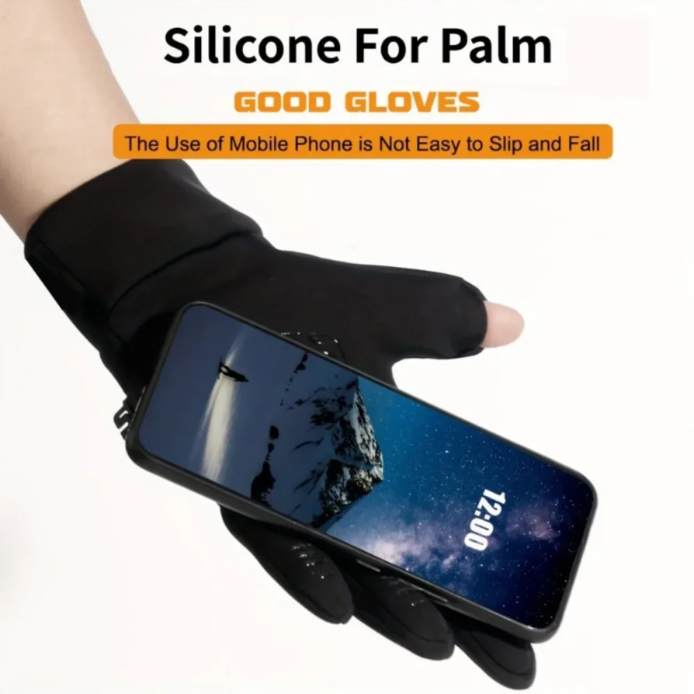 الشتاء الوجه نمط عاكس سستة جيب قفازات ركوب الدراجات، شاشة تعمل باللمس قفازات دافئة، قفازات مقاومة البرد في الهواء الطلق #3