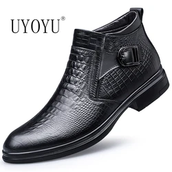 Genuine Leather Autumn Winter Business Dress Snow Boots Men's Office Ankle Formal Boots for Men Designer Casual Shoes Sneakers