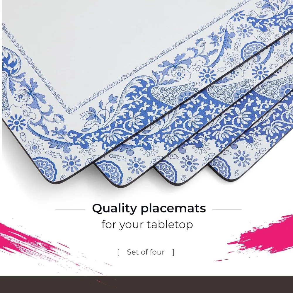 مجموعة مفارش أطباق على الطراز الإيطالي مكونة من 4 قطع - سجادات طاولة مقاومة للحرارة والبقع مع دعم الفلين لتناول الطعام الحديث