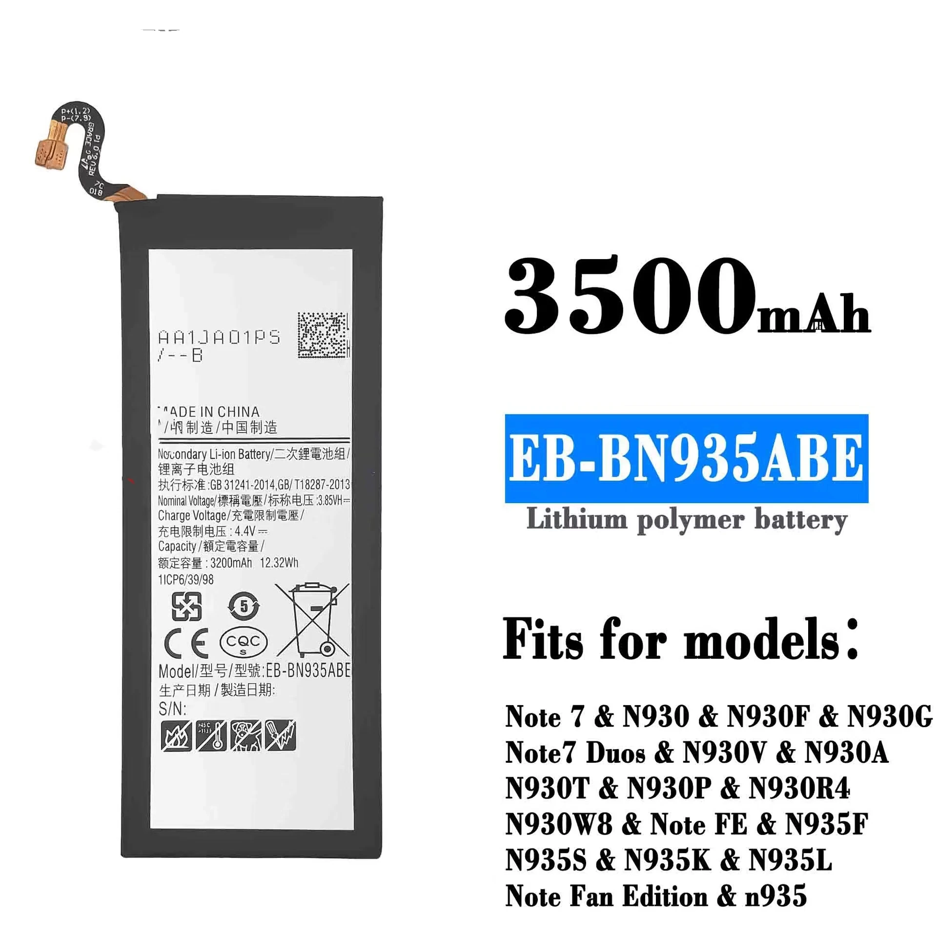 For Samsung Note 7/N935/Note FE cell phone battery EB-BN935ABE built-in electric board, original cell phone battery Repair parts