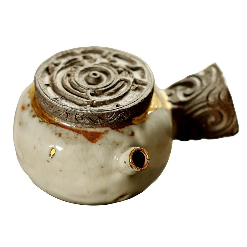 Teapot Gaoyue full handmade side handle pot high-end Taiwan old rock mud one person drinking small pot gift
