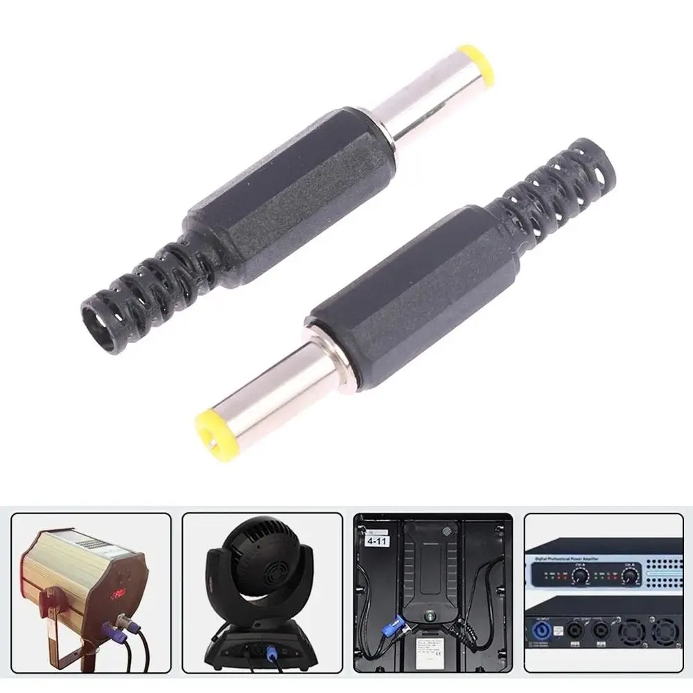 Monitoring DC Power Plug 5.5mm x 2.5mm 5.5mmx2.1mm DC Power Plugs Black 14mm Male Barrel Connectors Adapter 12V DC Power Plug