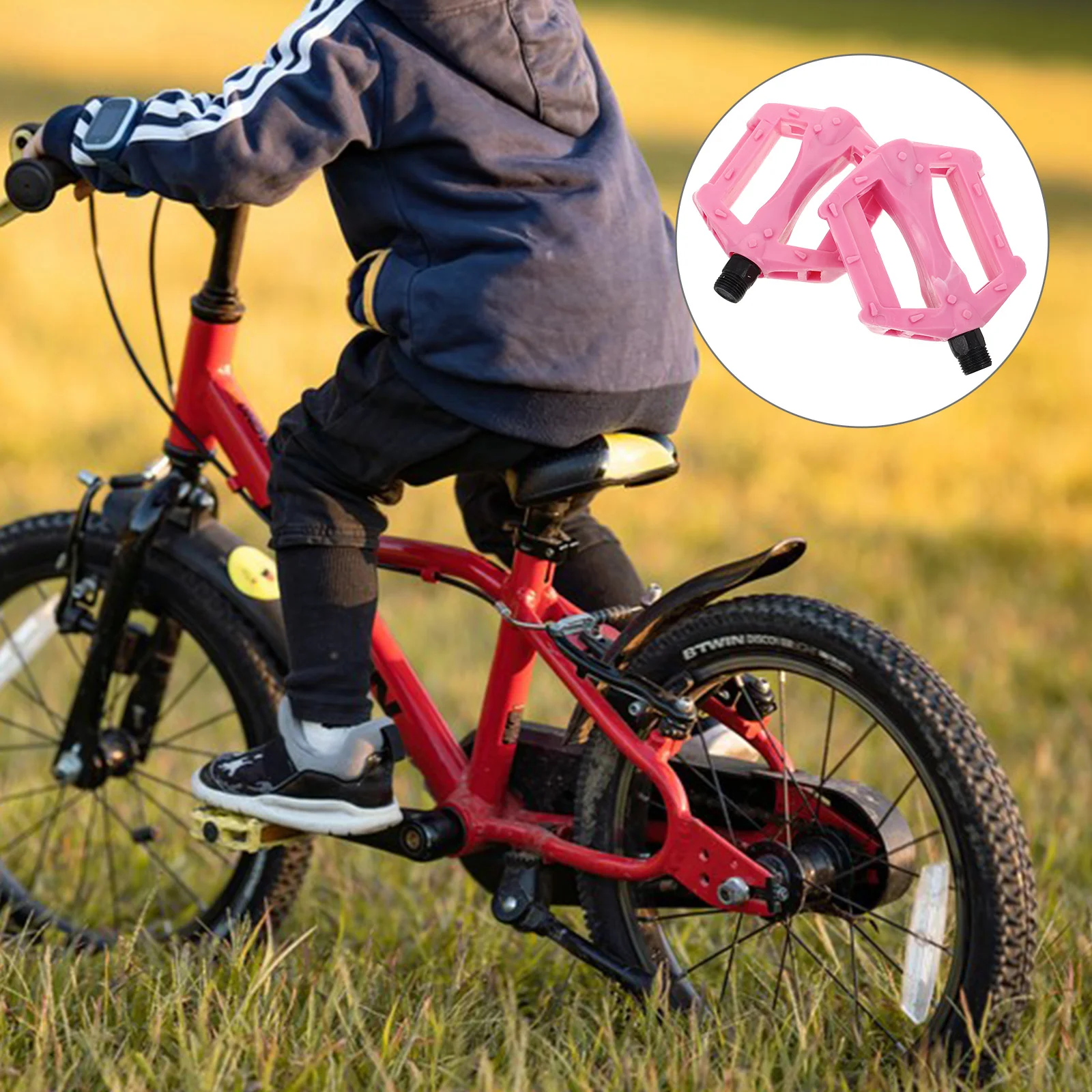 

Children's Bike Pedals Plastic Iron Axle AntiSlip Easy Install Compatible Kids Bicycles Replacement Parts Stable Support