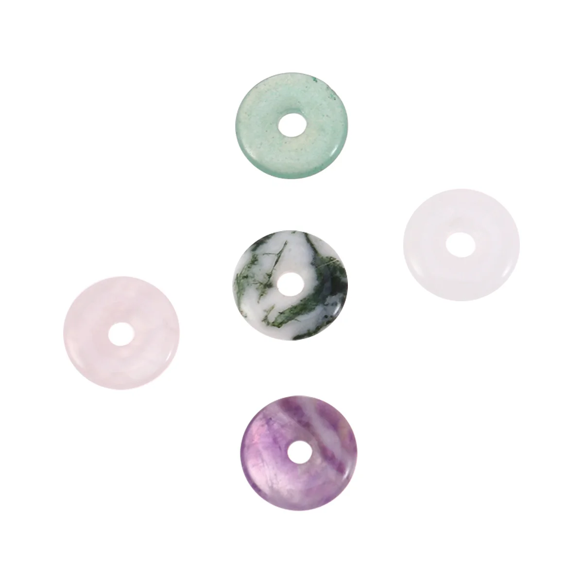 Colgante de cuentas de Jade Natural, 5 uds., para hacer joyería DIY, proyectos artesanales, decoración de cuentas espaciadoras sueltas redondas lisas con blanco, rosa y verde