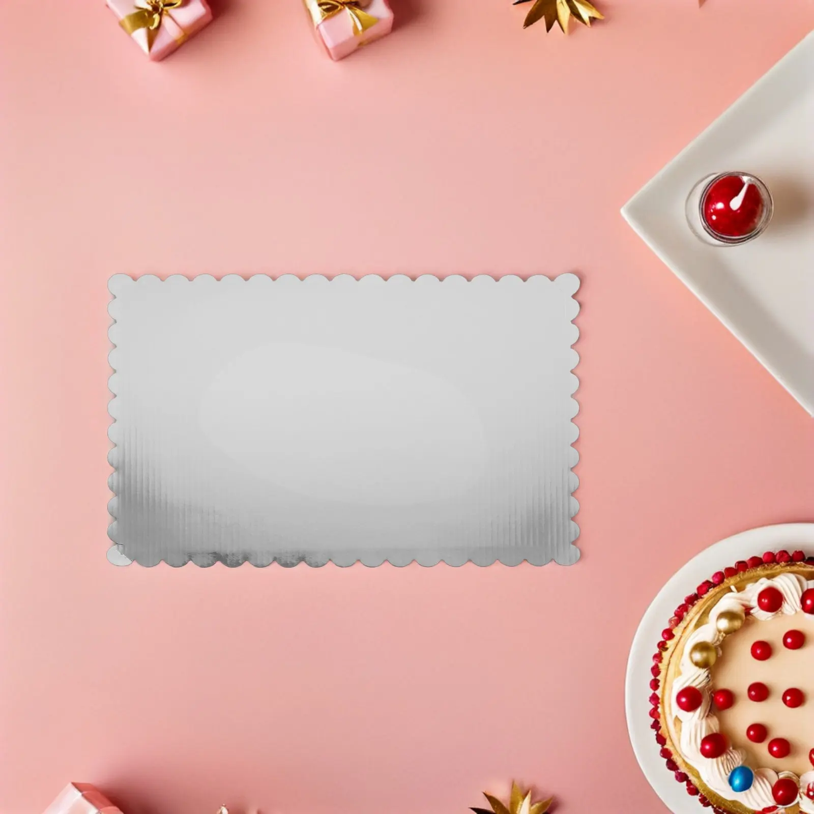20Pcs 10x14in Rectangle Cake Base with Elegant Scalloped Edge Heavy Duty Corrugated Cardboard Board for Cake Transport view 4