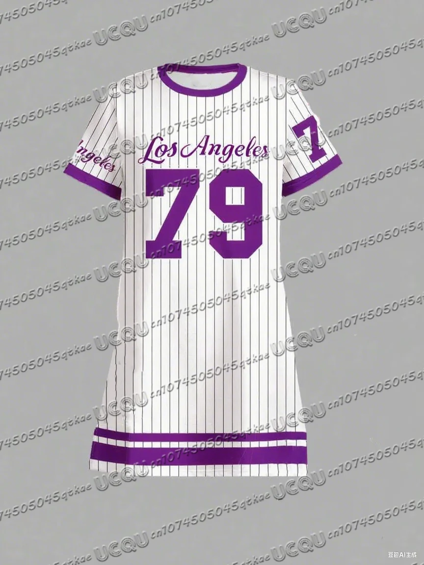 夏の女性の Tシャツドレスプラスサイズカジュアルロサンゼルスプリント O ネックレディ半袖プルオーバードレス女性服