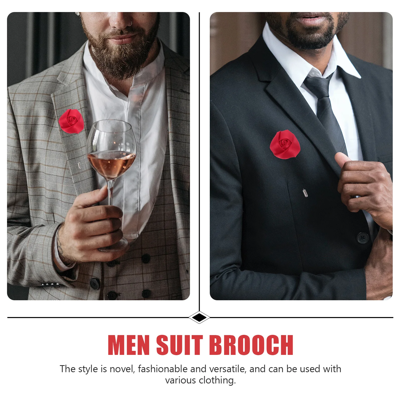 4 قطعة بروش زهرة الورد اليدوية القماش الفن رومانسية الصدار للرجال دعوى عيد الميلاد حفلة ديكور بروش الأزهار التبعي #1