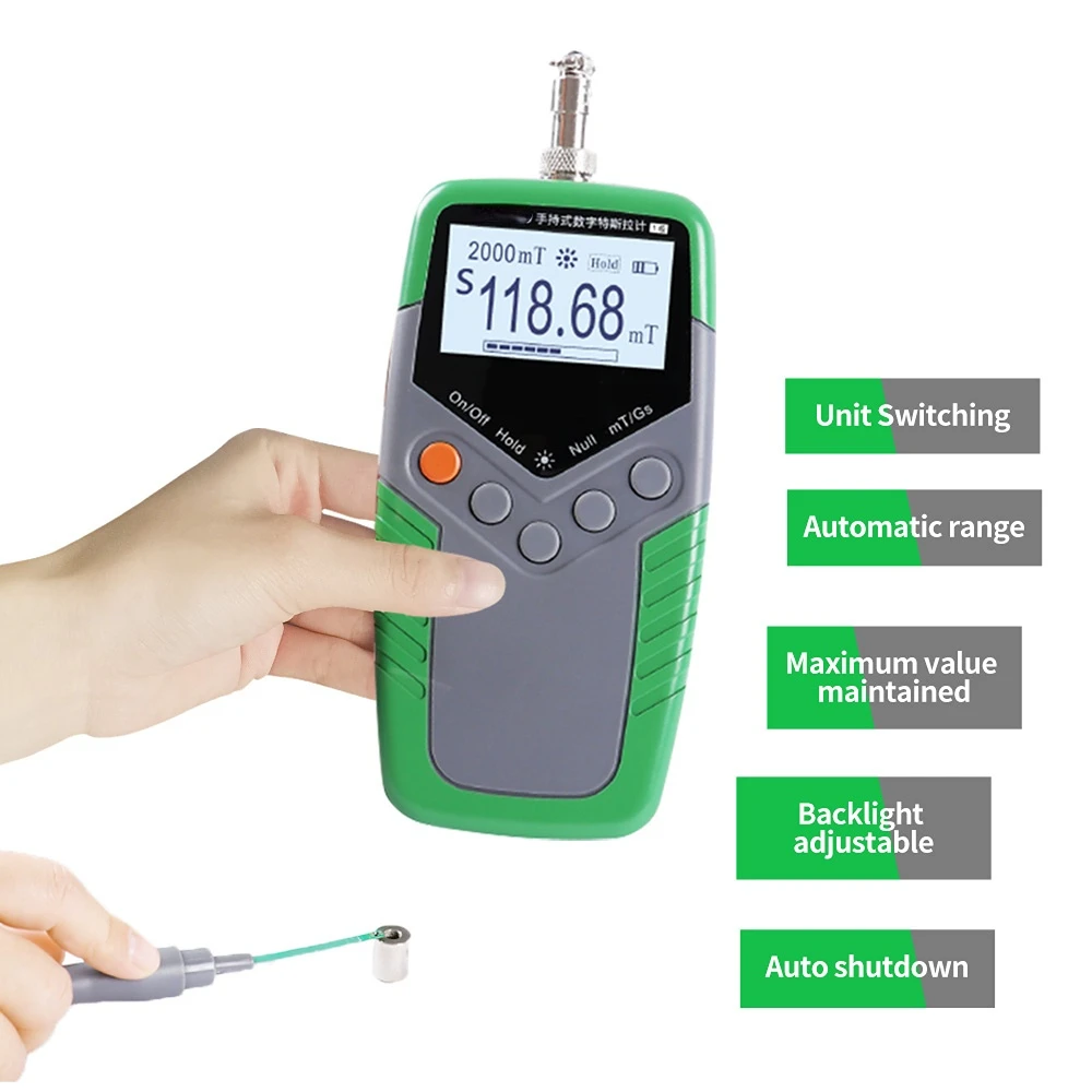 Class 5 Accuracy Permanent Magnet Gauss Meter Handheld Digital Tesla Meter Magnetic Flux Meter Surface Magnetic Field Test