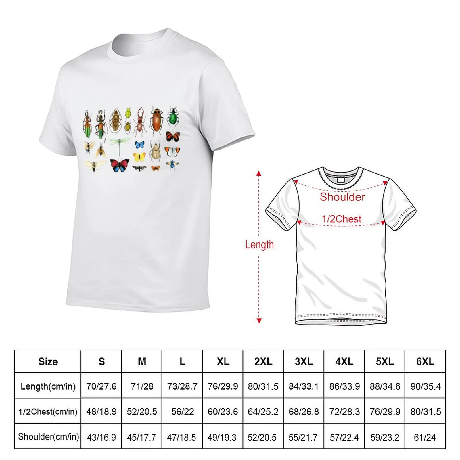The Usual Suspects - insects on white - watercolour bugs pattern by Cecca Designs T-Shirt Outdoor Work Short Sleeve Top