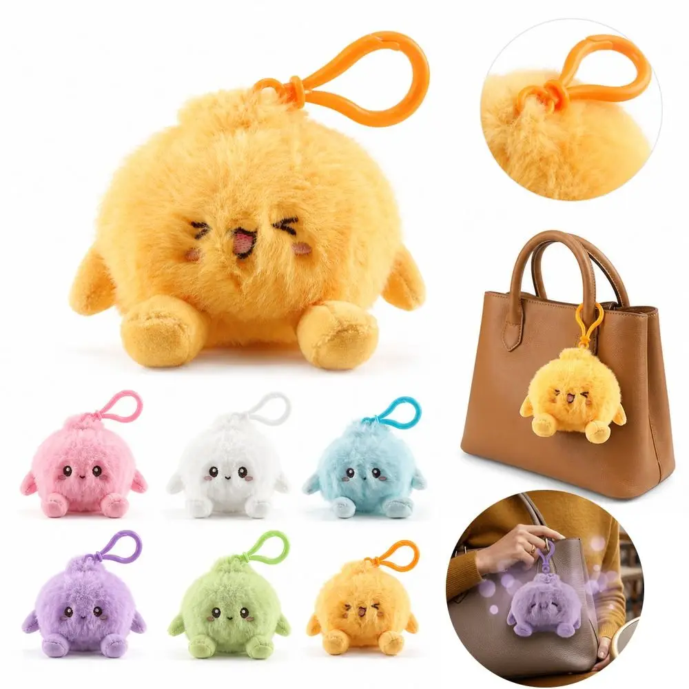 New Soft Fluffy Bun Keychain Simulated Food Squeezable Bun Squeeze with Loop Steamed Bun Keychain Backpack Accessory
