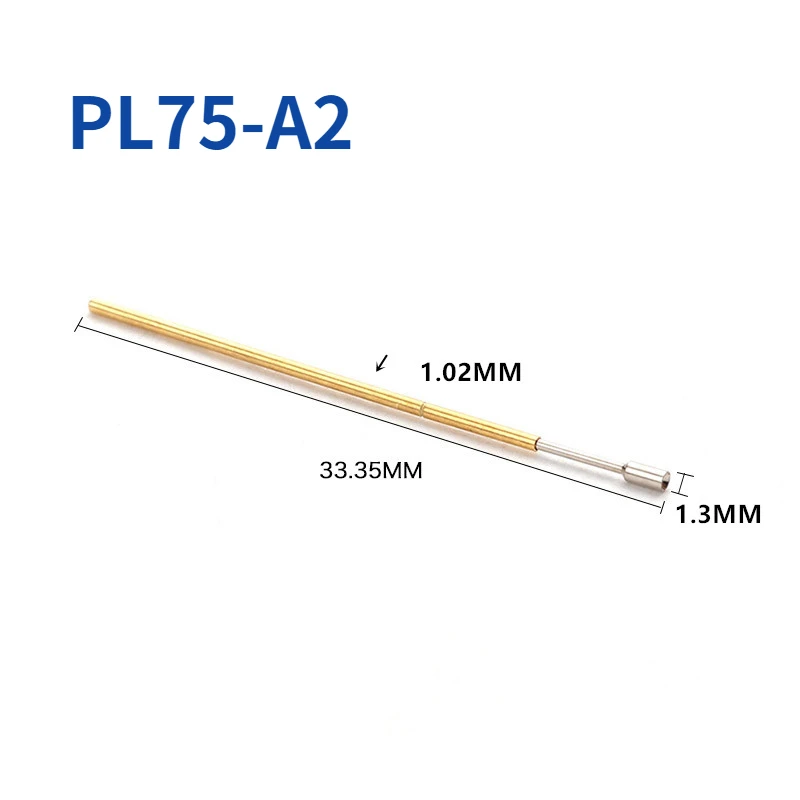 

100PCS/Pack Spring Test Pin PL75-A2 Cup Outer Diameter 1.02mm Length 33.35mm for Testing