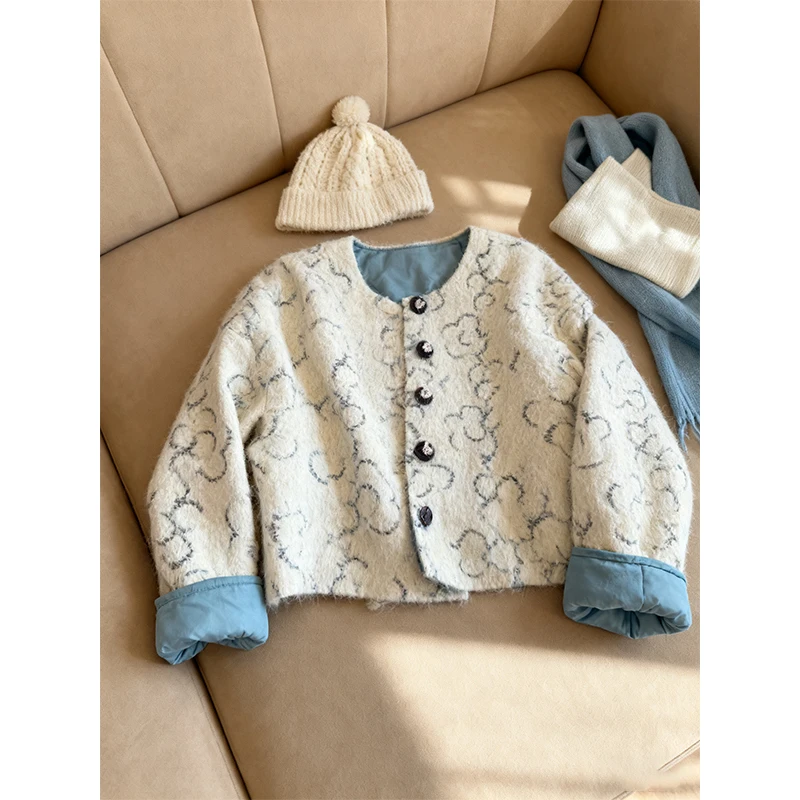 

Модная двусторонняя свободная куртка-орта с круглым вырезом, повседневная, универсальная, молодежная, на одной пуговице, верхняя одежда, женская одежда