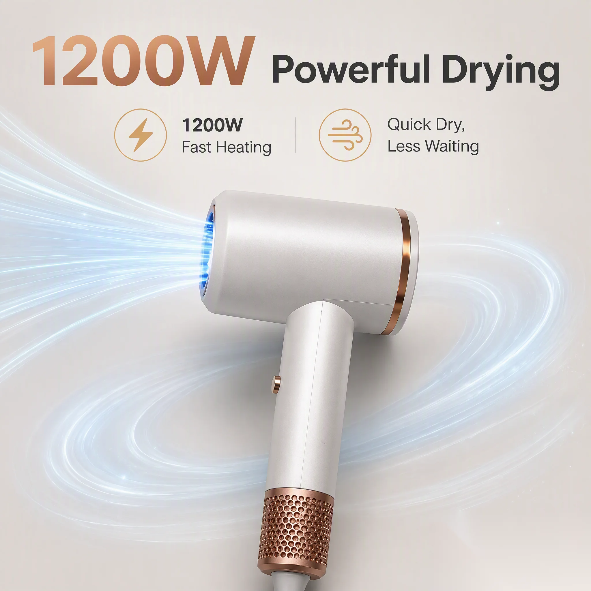 1200W Powerful High Speed Hair Dryer Negative Ion Blue Light Therapy Hair Care 4-Speed Hot & Cool Wind Quiet Household 220V-240V