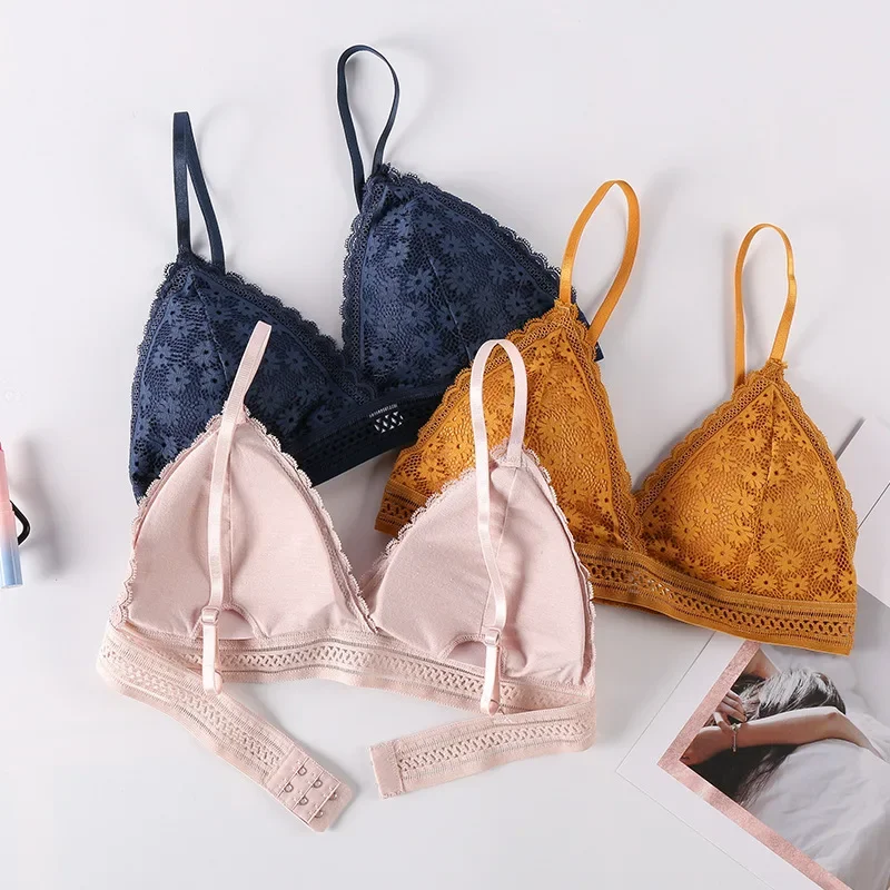 Sexy Floral Lace Bra Top For Women Push Up Female Lingerie breathable Bralette Removable Pad Thin Fashion New Wireless Bras