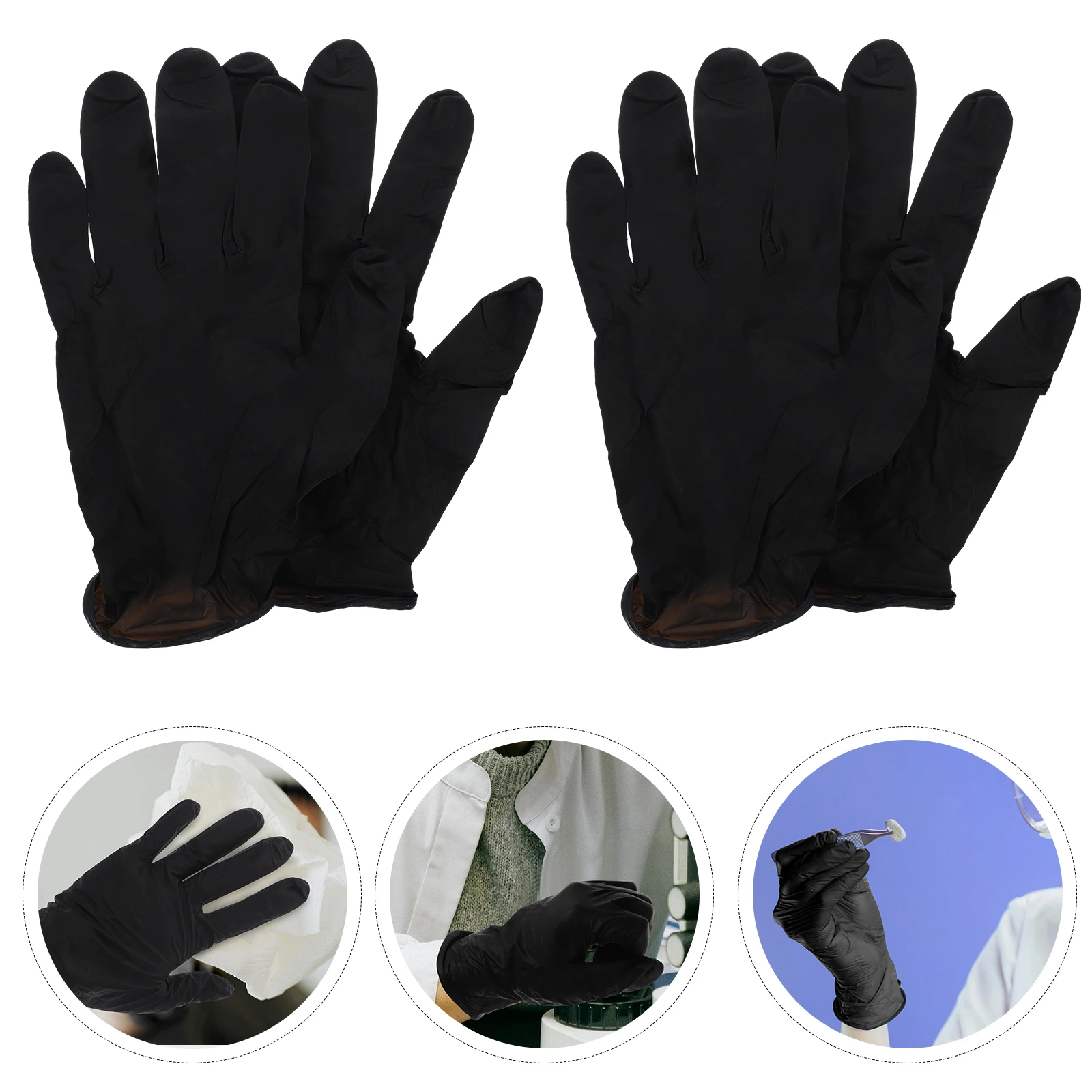 

100pcs Black Butyronitrile Gloves Disposable Food Grade Acid Alkali Resistant Household Cleaning Kitchen Work Anti Skid