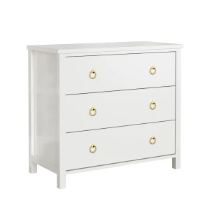 Commode 3 tiroirs unique en son genre, PB, commode blanche avec poignées rondes, armoire pour chambre à coucher, salon, 80×40×74cm