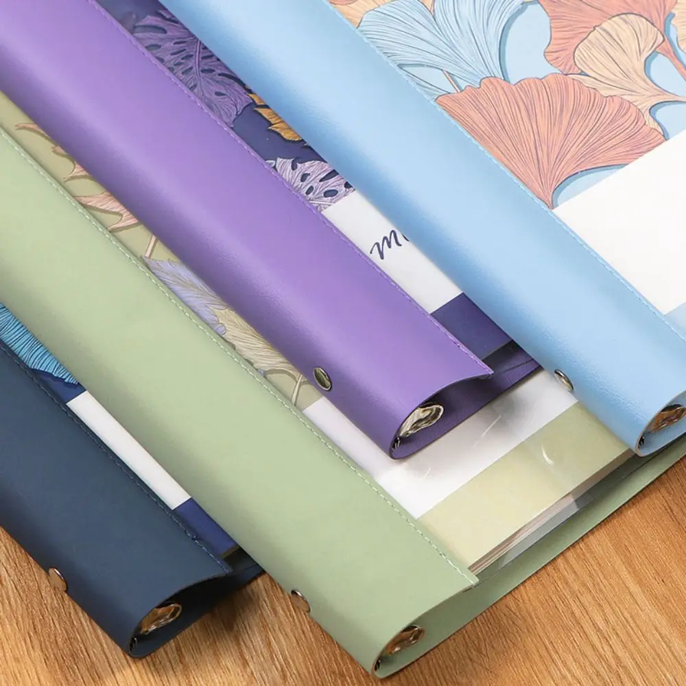 Removable Artificial Leather Loose-leaf Book Transparent Cover PVC Notebook 120 Pages with Button Notepad Student