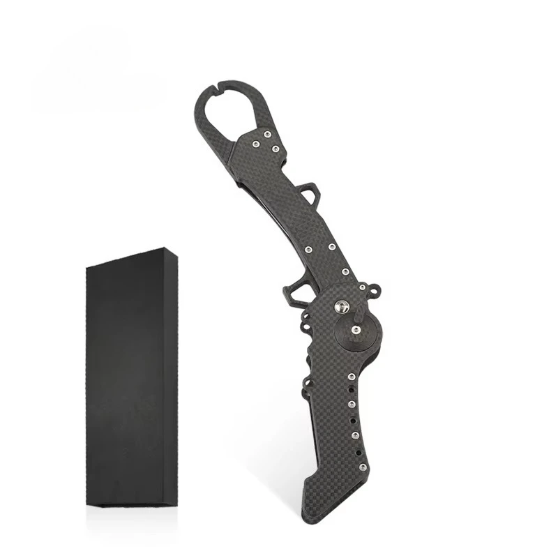 Foldable Carbon Fiber Fish Lip Gripper With Protective Sheath Portable Collapsible Fish Control Holder Salt Fresh Water Fishing