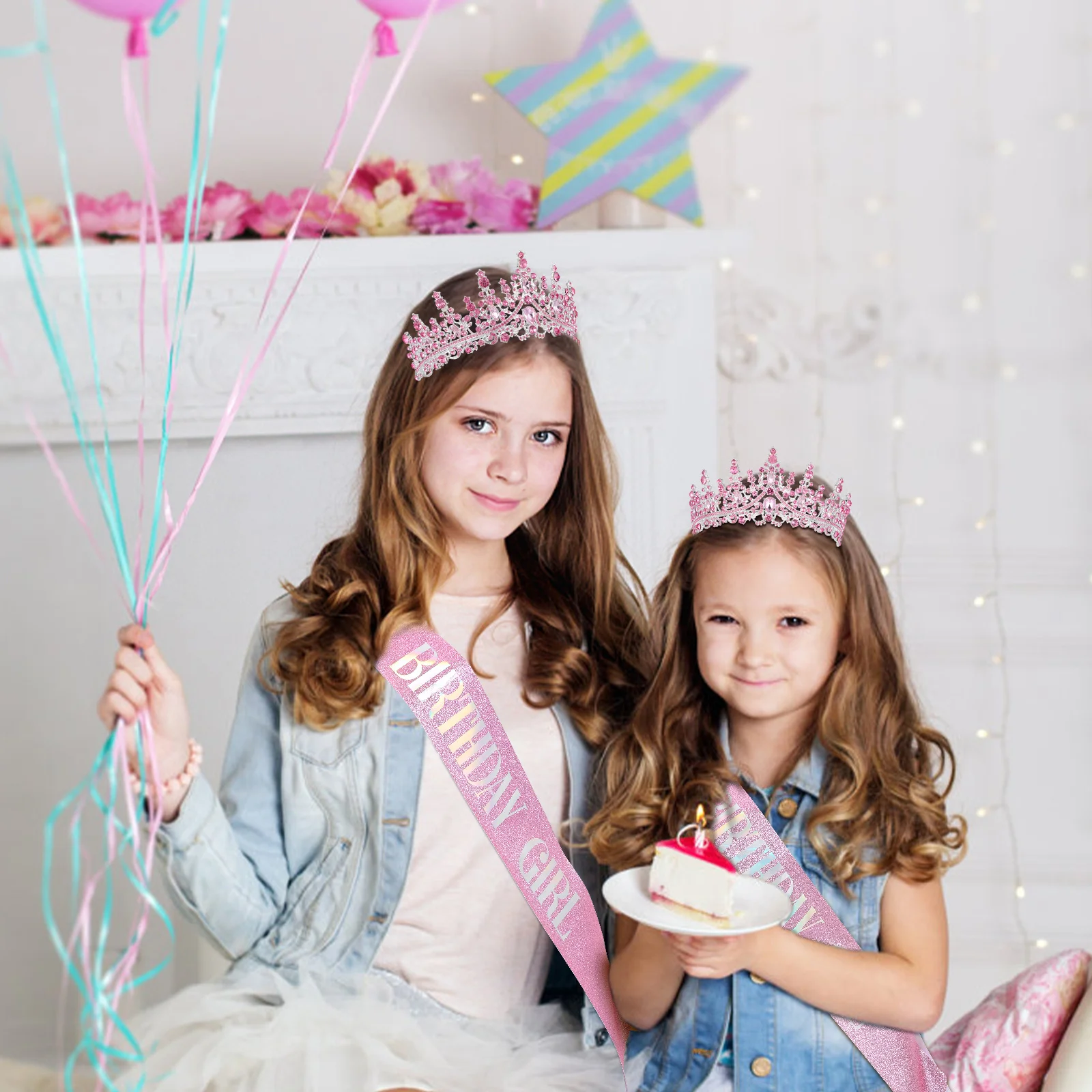 

1 set 1 Set Rhinestone Birthday Crown Sash Princess Tiara Party Accessories Women Happy Birthday Decorations Adjustable