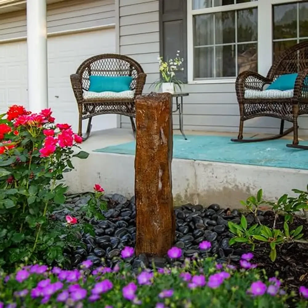 

Column Fountain Handcrafted USA Basalt Serenity Durable Outdoor 42" Lighted