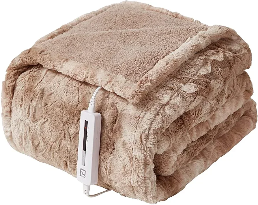 Custom Size LOGO Hot Selling Washable Warm Electric Heated Blanket Wearable Soft Plush Washable Throw Heated Blanket