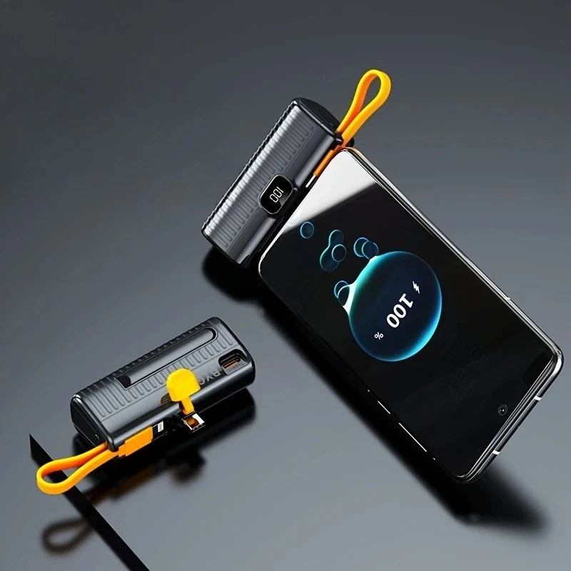Neue 5000 mAh Mini Power Bank Gebaut in Kabel PowerBank Digital Display Externe Batterie Tragbare Ladegerät für IPhone Samsung