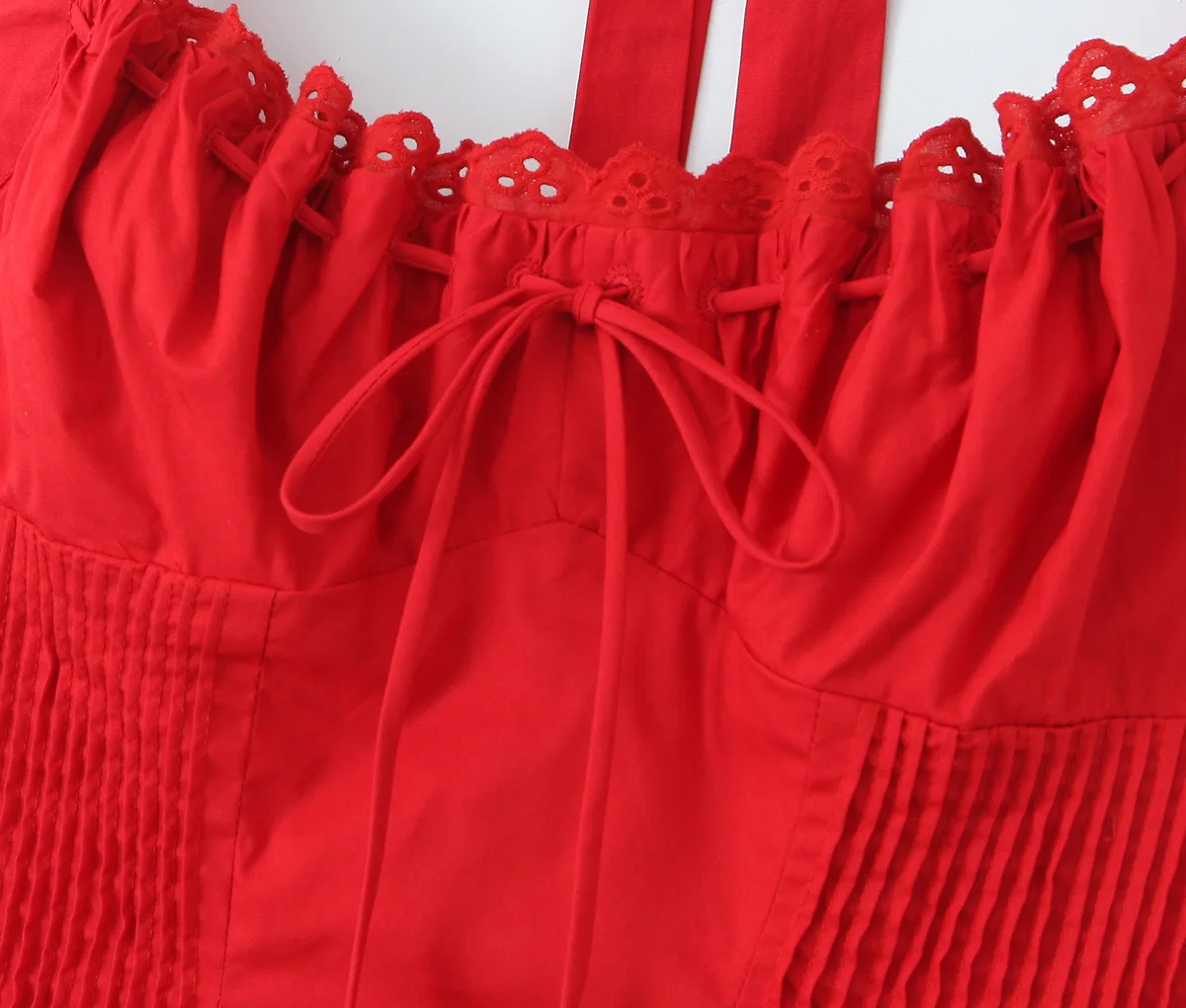 Jenny & Dave Vakantie Strand Tank Jurk Mode Dames Elegante Rode Kleur Halter Katoen Midi Jurk Zomerjurk Dames